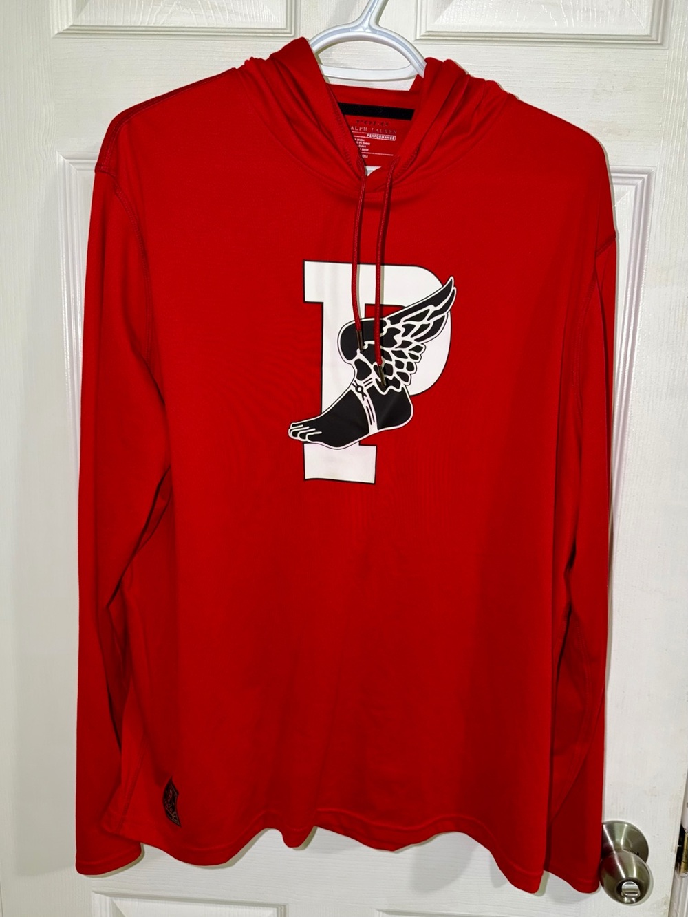 Polo Ralph Lauren Hoodie Mens Large Red P-Wing Performance Pullover Lightweight